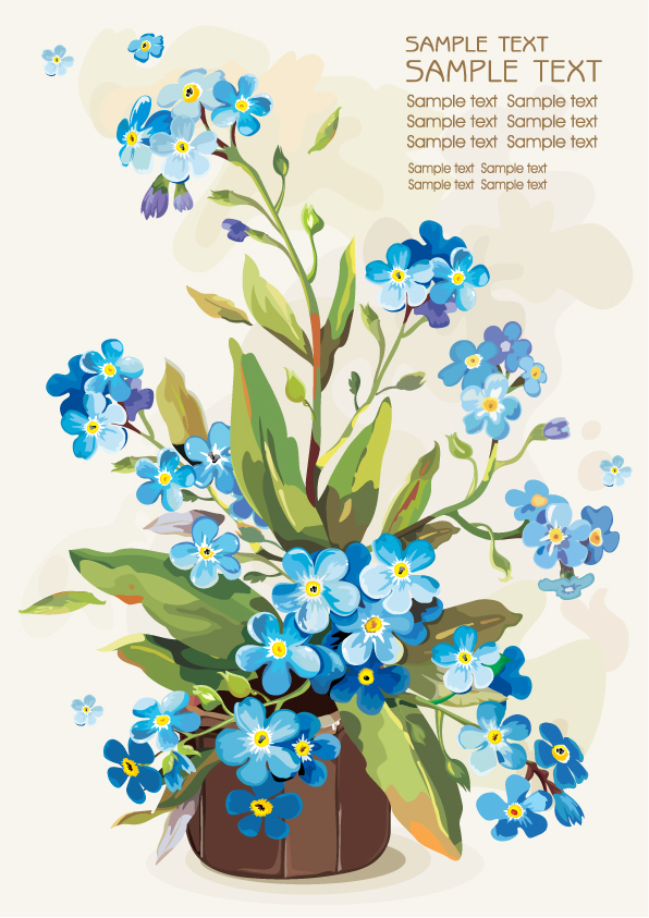 gouache flowers 05 vector