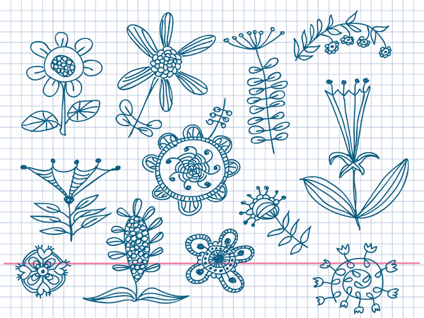 cute little handpainted flowers vector