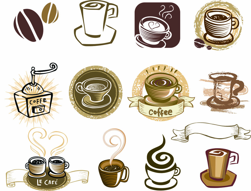 coffee draft line elements 02 vector