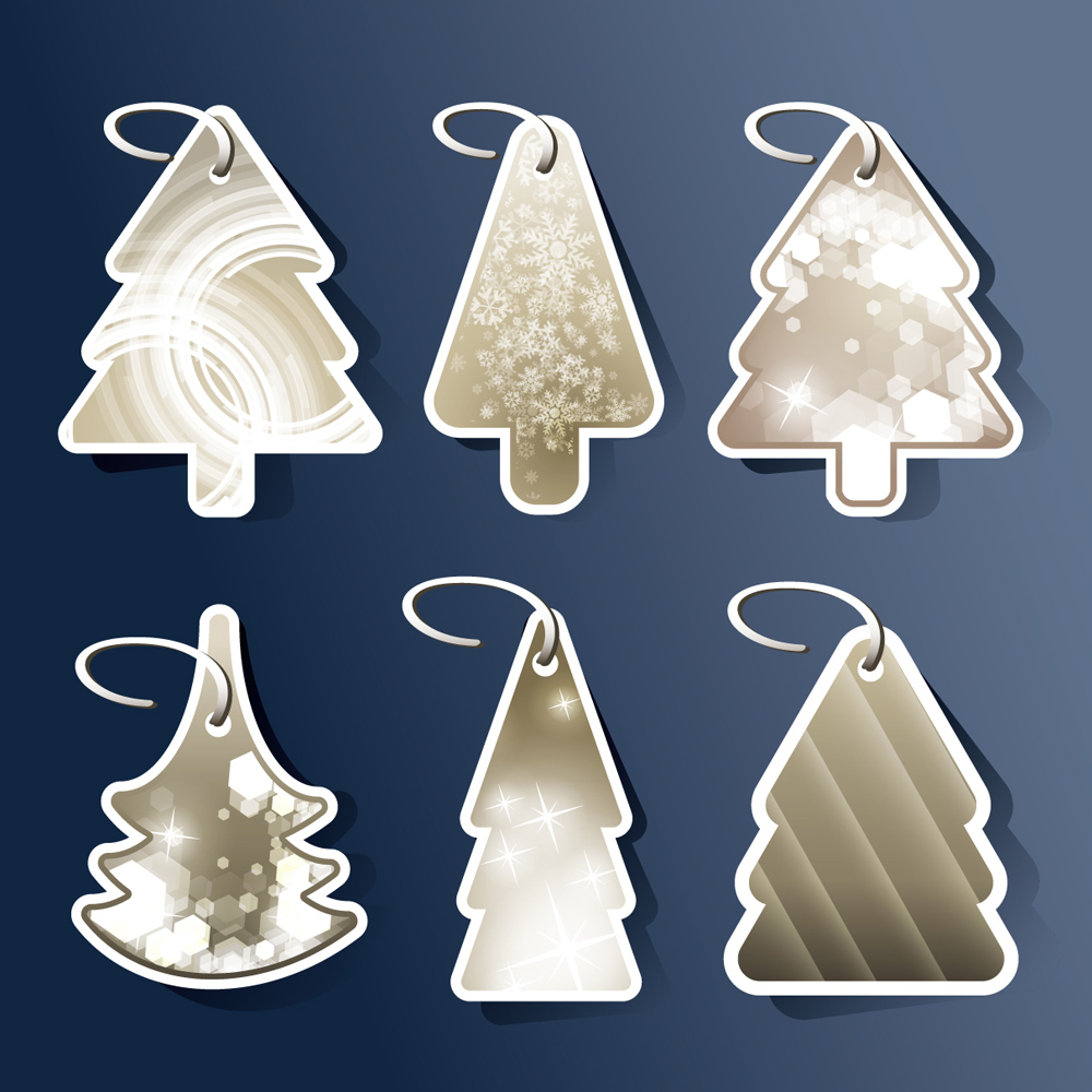 beautiful christmas tree tag 02 vector