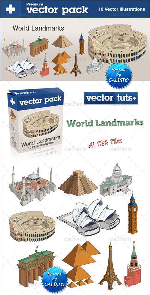 famous landmarks vector