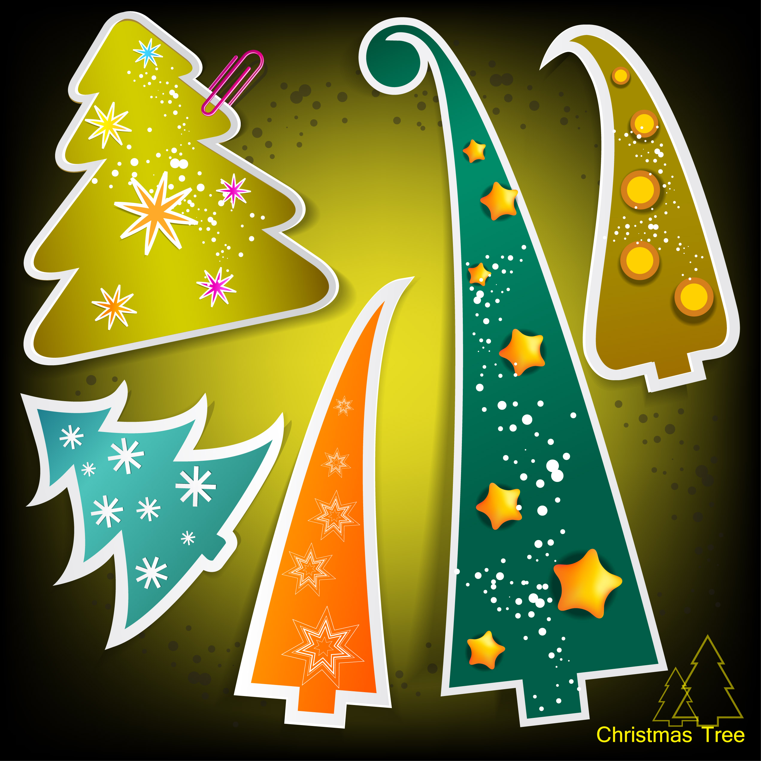 christmas tree tags 04 vector