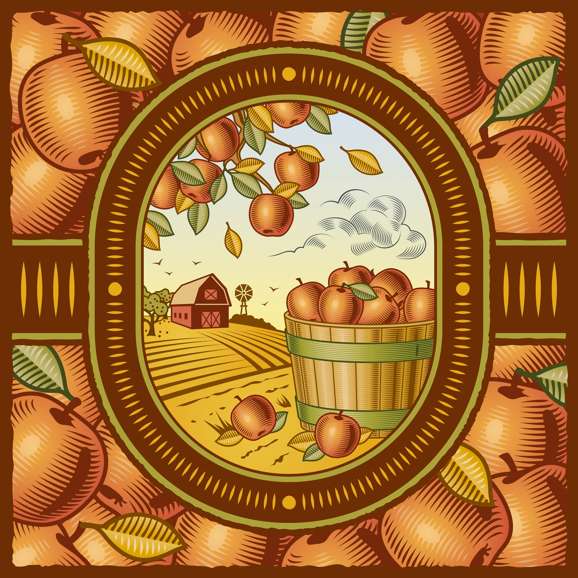 retro farm harvest 01 vector