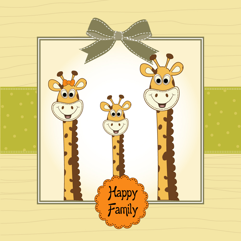 giraffe greeting card 01 vector