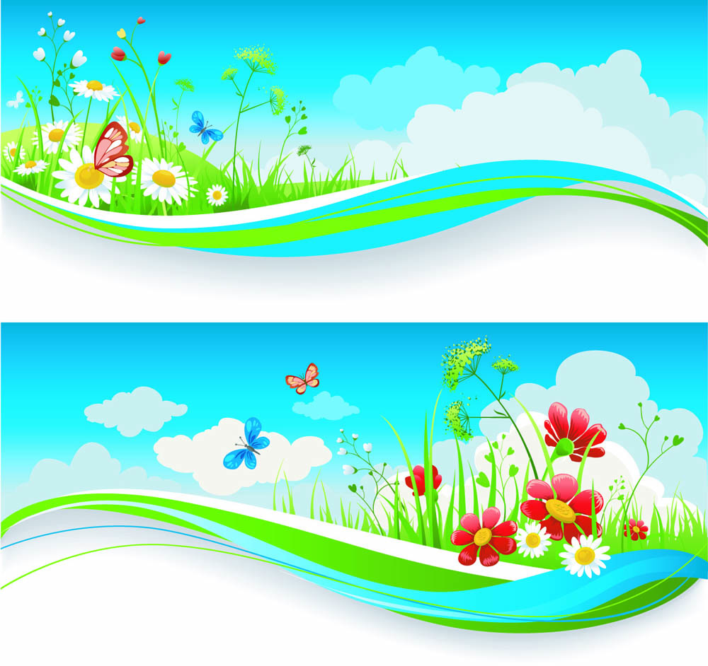 spring of banner01 vector