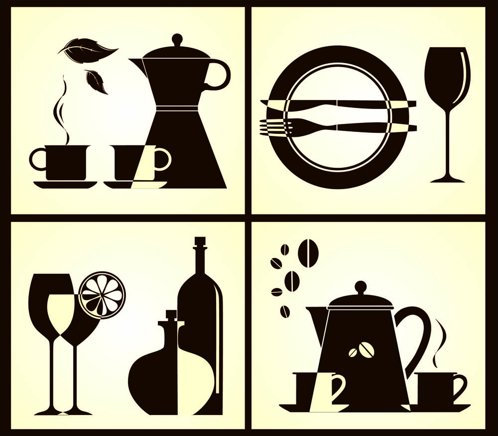 western utensils silhouette 01 vector