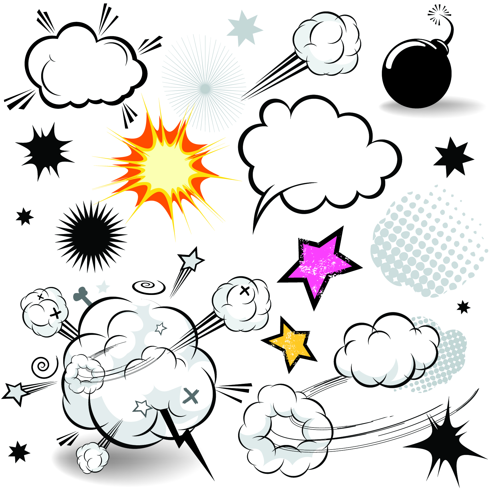 cartoonstyle mushroom cloud layer 01 vector