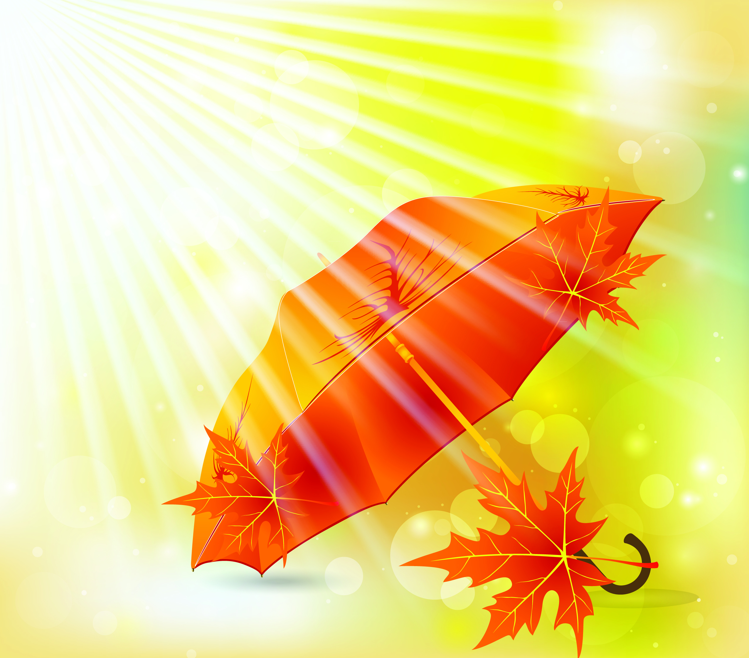 beautiful maple leaf umbrella 02 vector