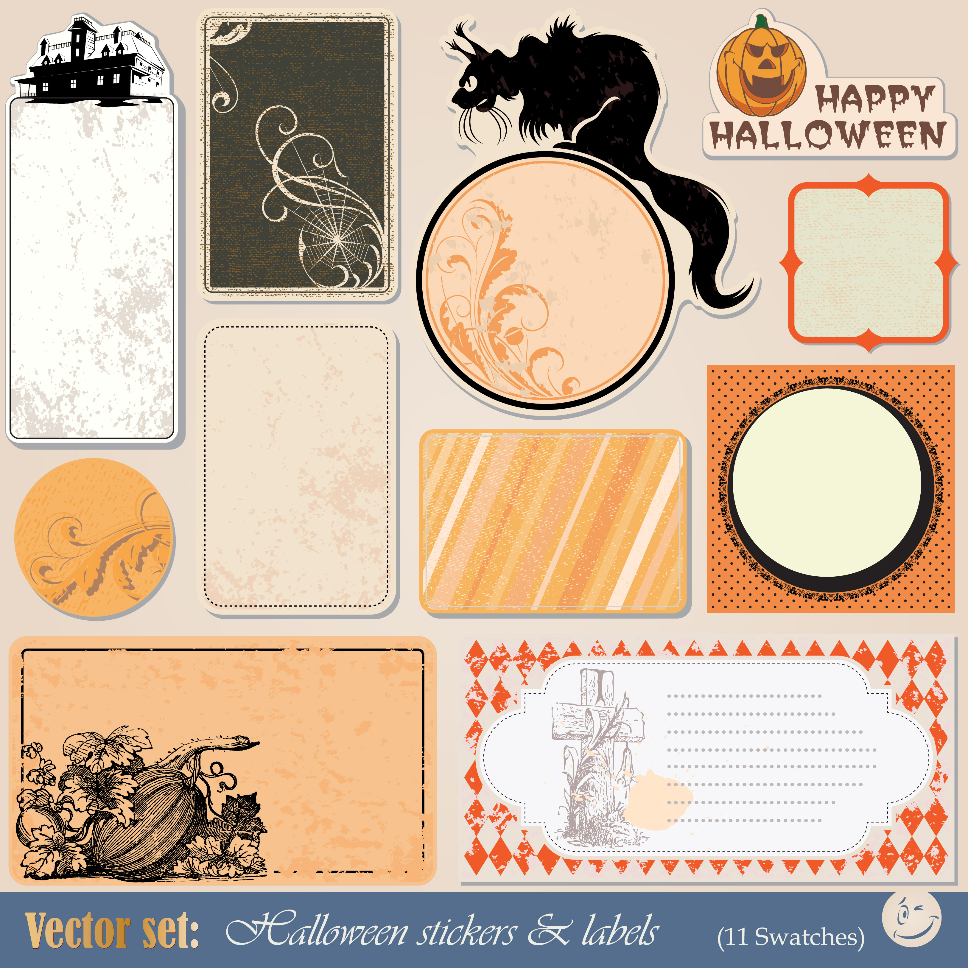 halloween label 02 vector