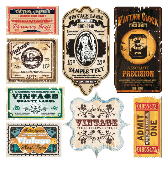 vintage wine label collection 06 vector