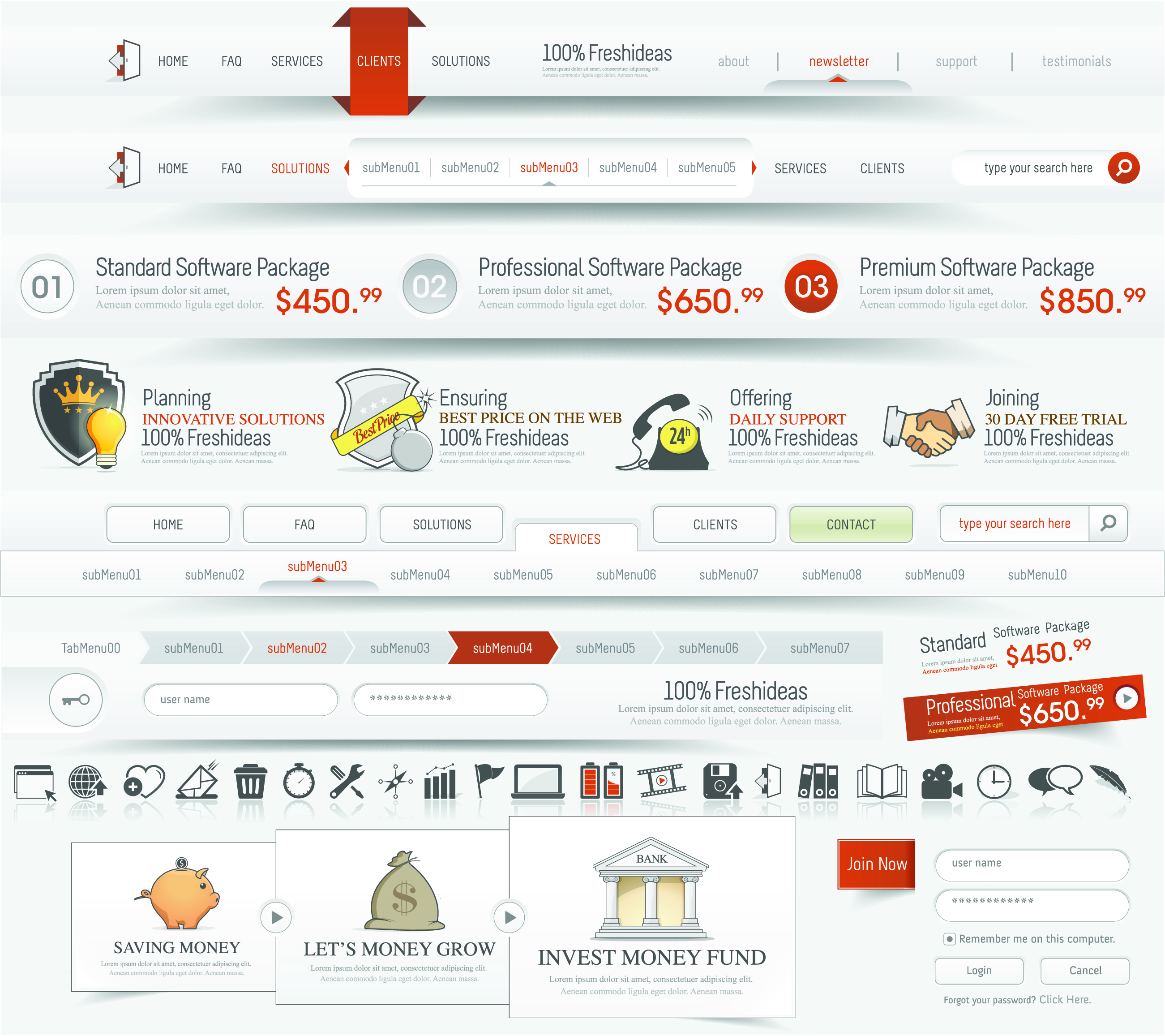 sophisticated web design elements 02 vector