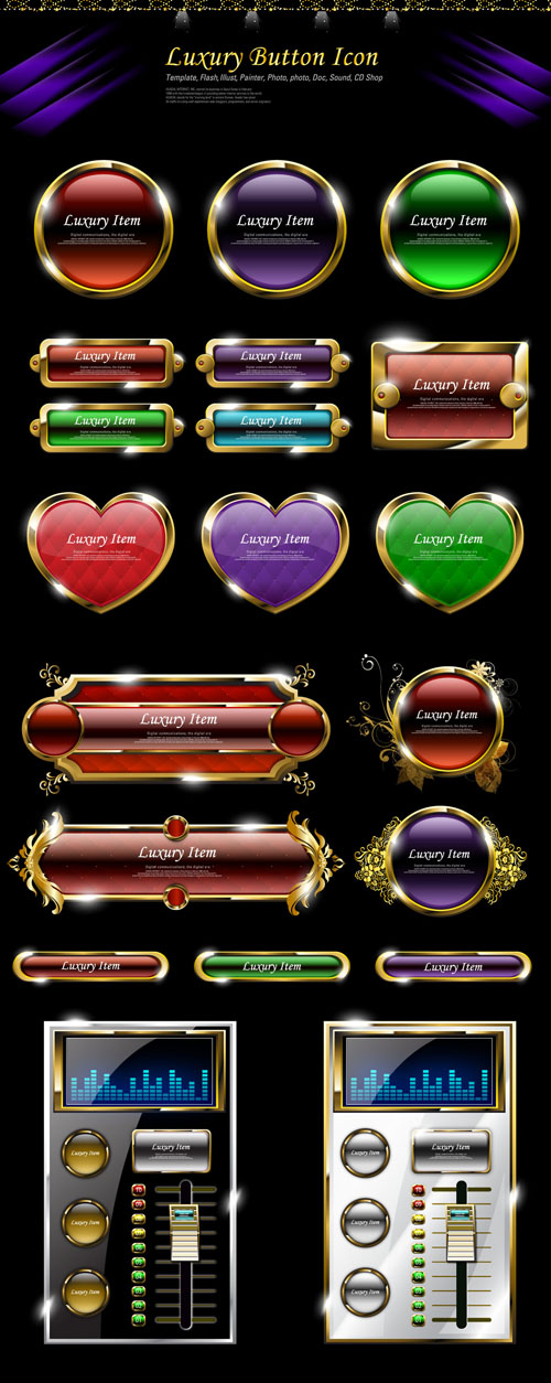 luxury common web buttons 02 vector