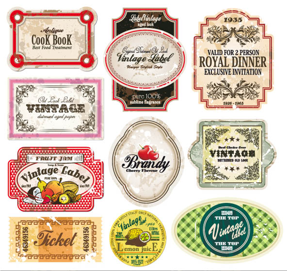 classic europeanstyle bottle labels and stickers vector