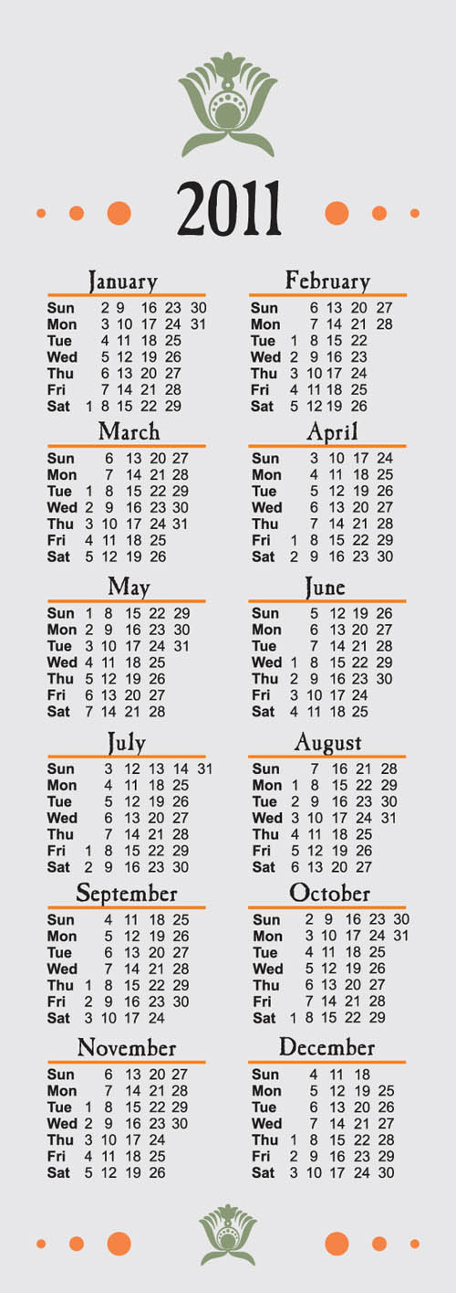 simple 2011 calendar template vector