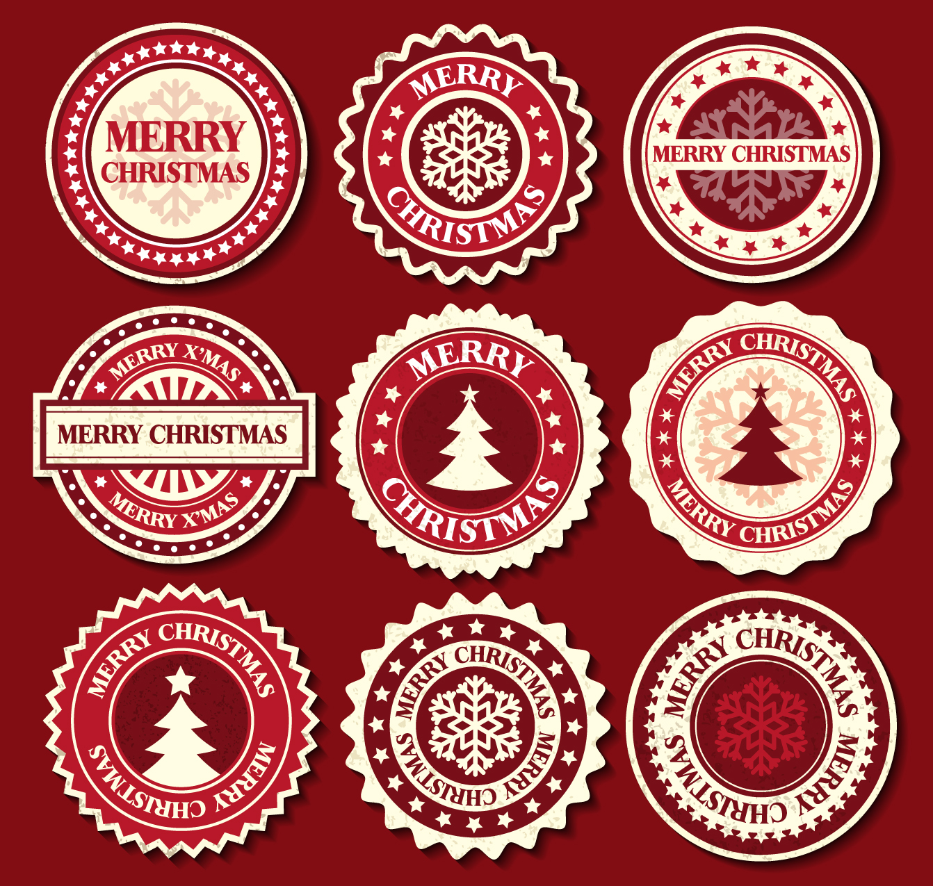 christmas snowflake pattern label 02 vector