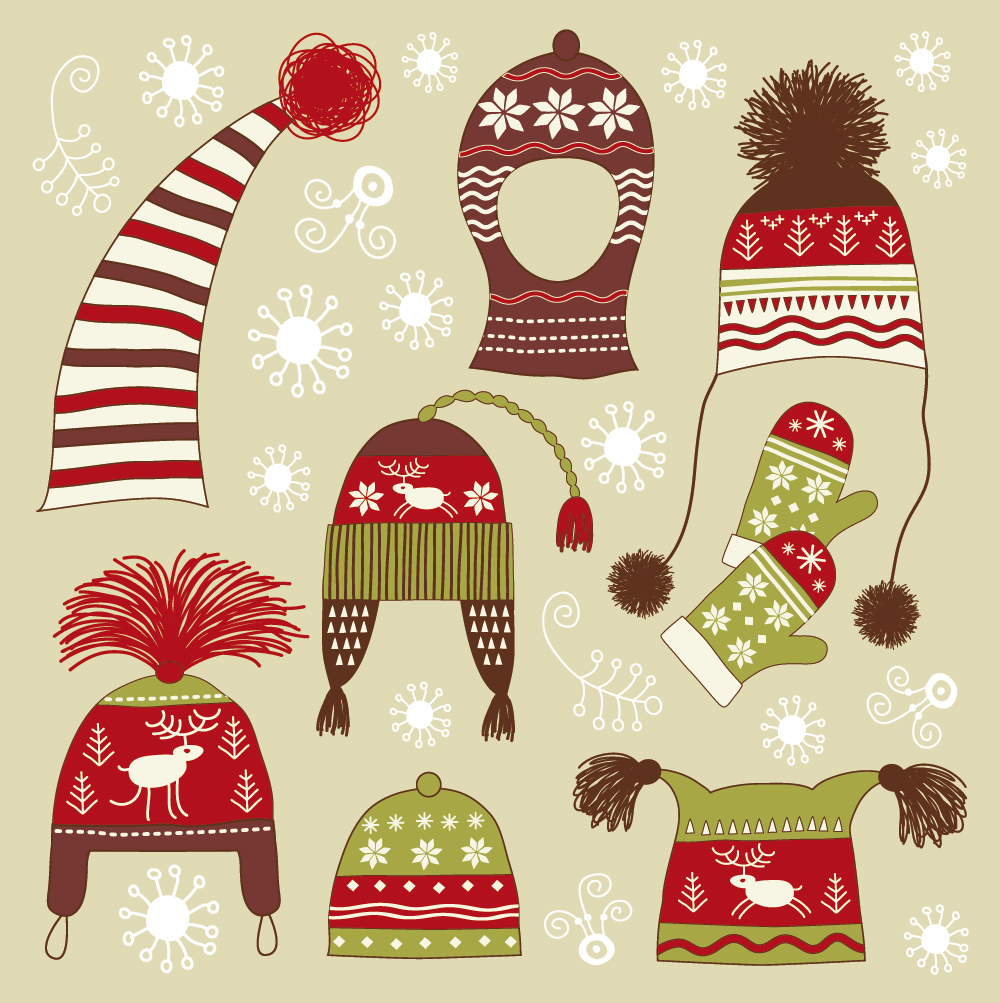 winter hats gloves 01 vector