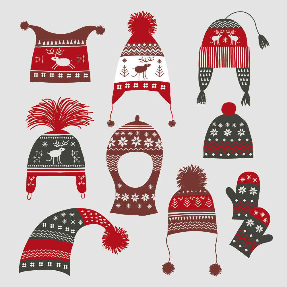 winter hats gloves 02 vector