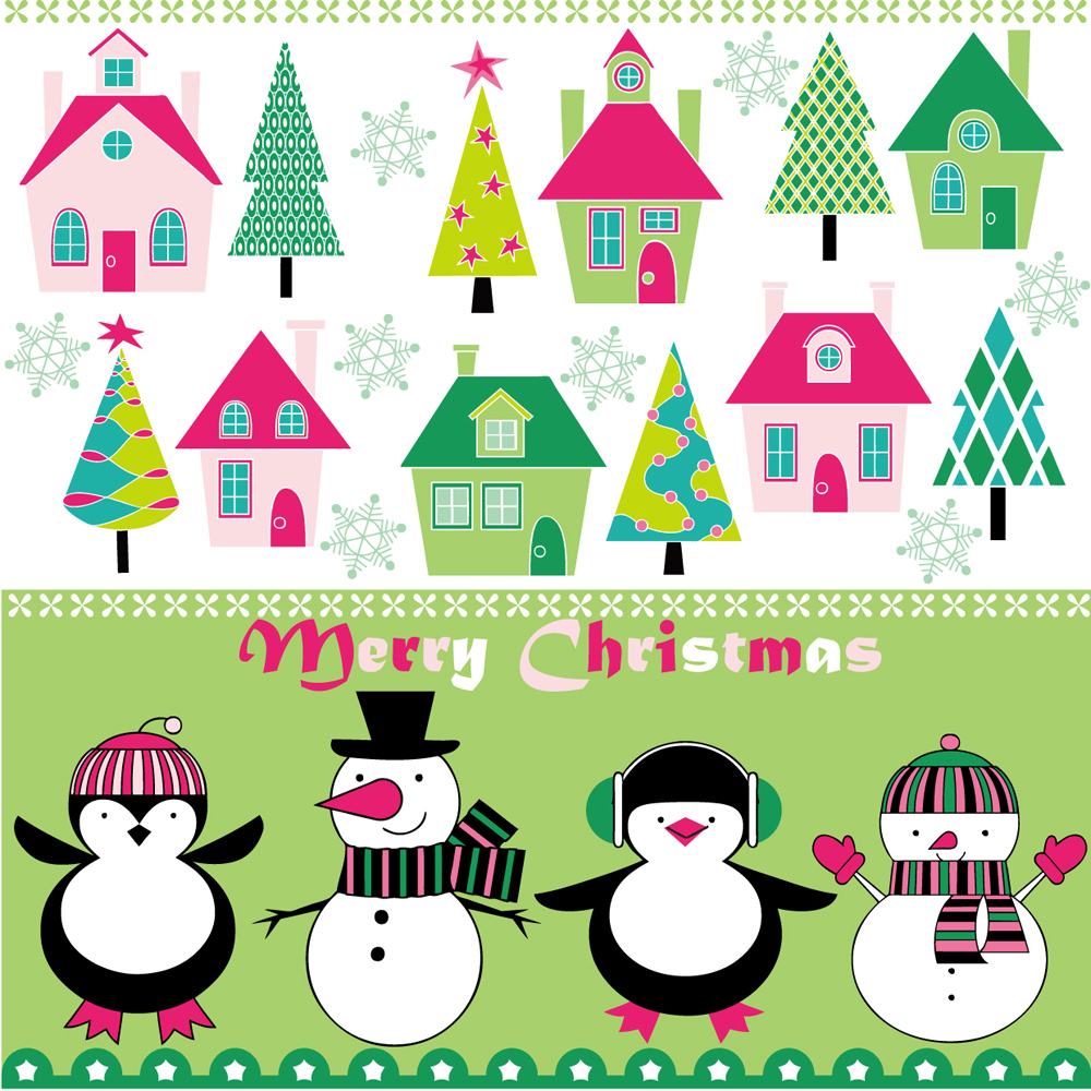 cartoon christmas background 03 vector