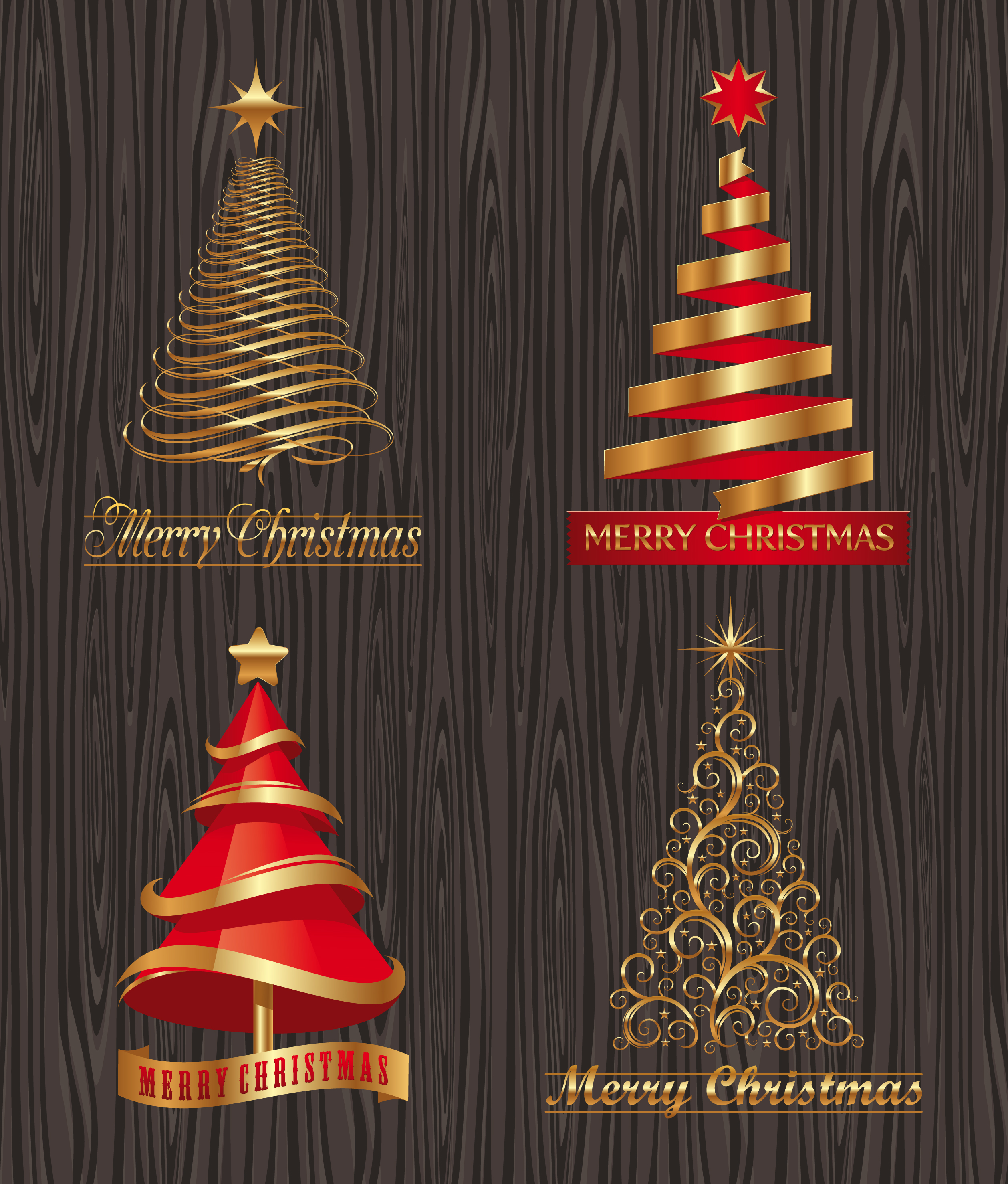 creative christmas trees vector