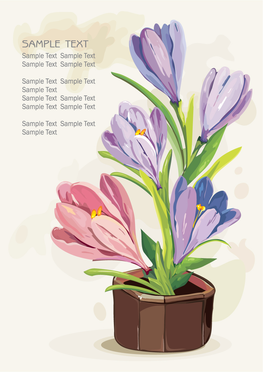 gouache flowers 02 vector