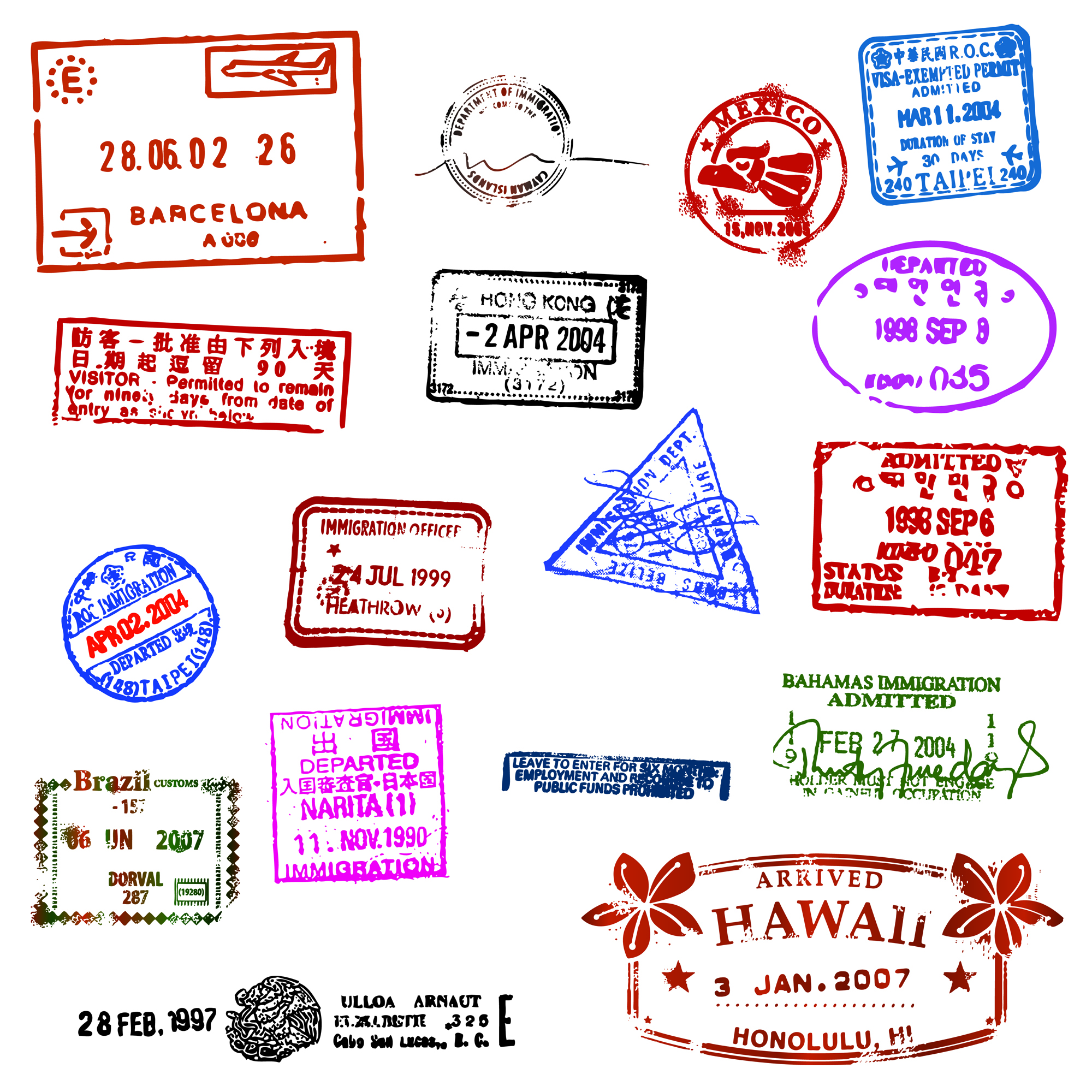 passport stamp seal 01 vector