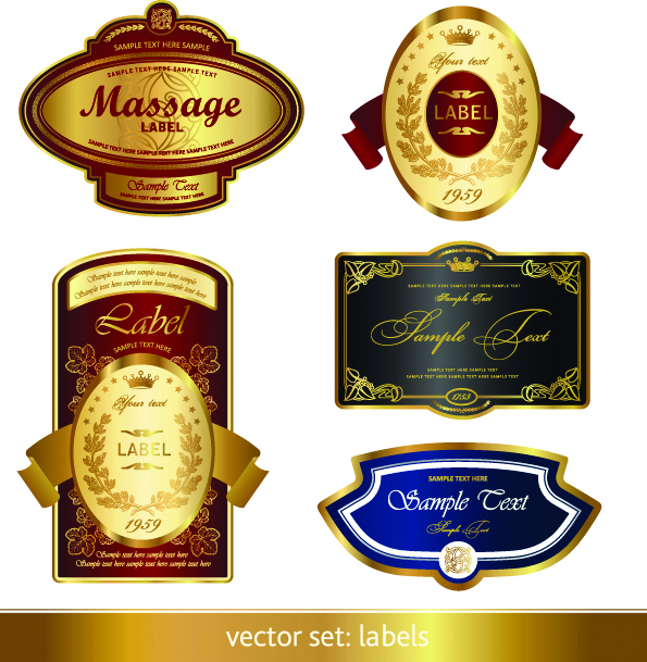 gorgeous classic bottle label 02 vector