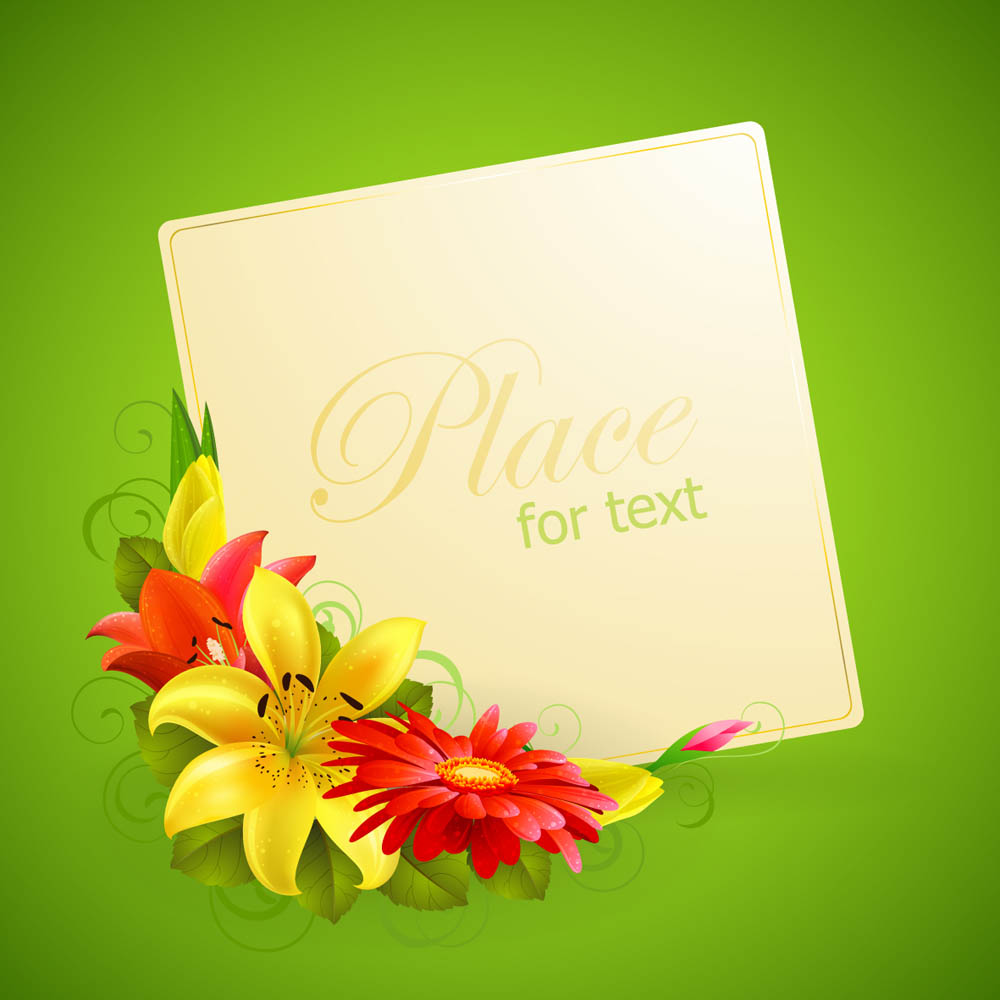 flower greeting cards 02 vector