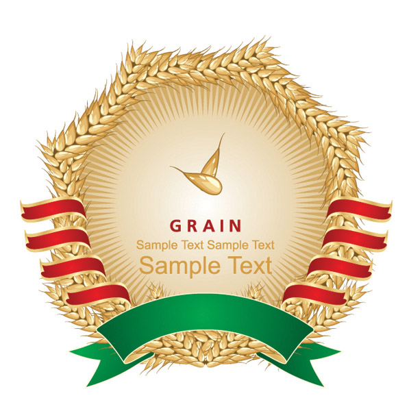 wheat and labels 02 vector