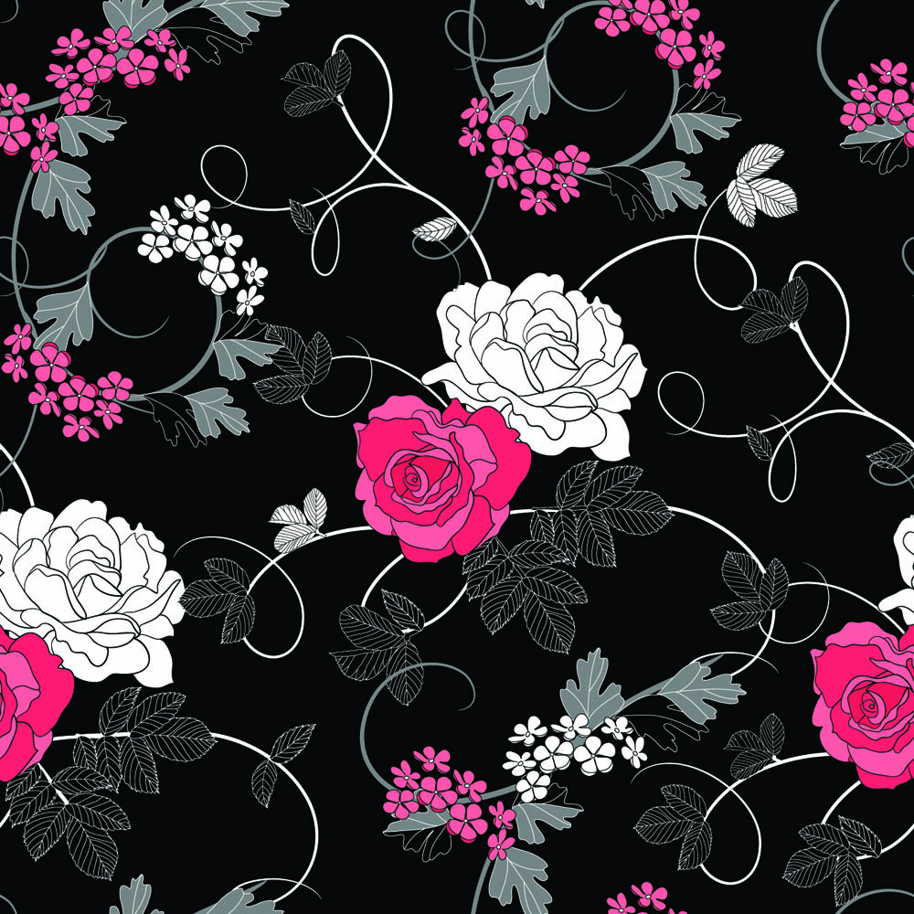 black background floral 01 vector