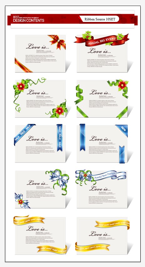 a collection of exquisite ribbons 01 vector