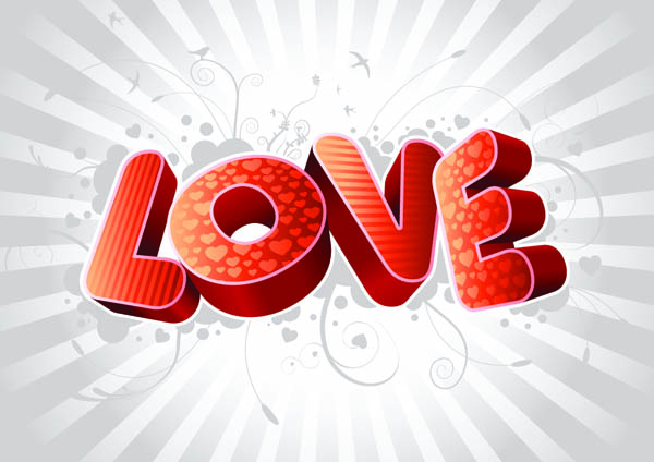 3d love fonts vector