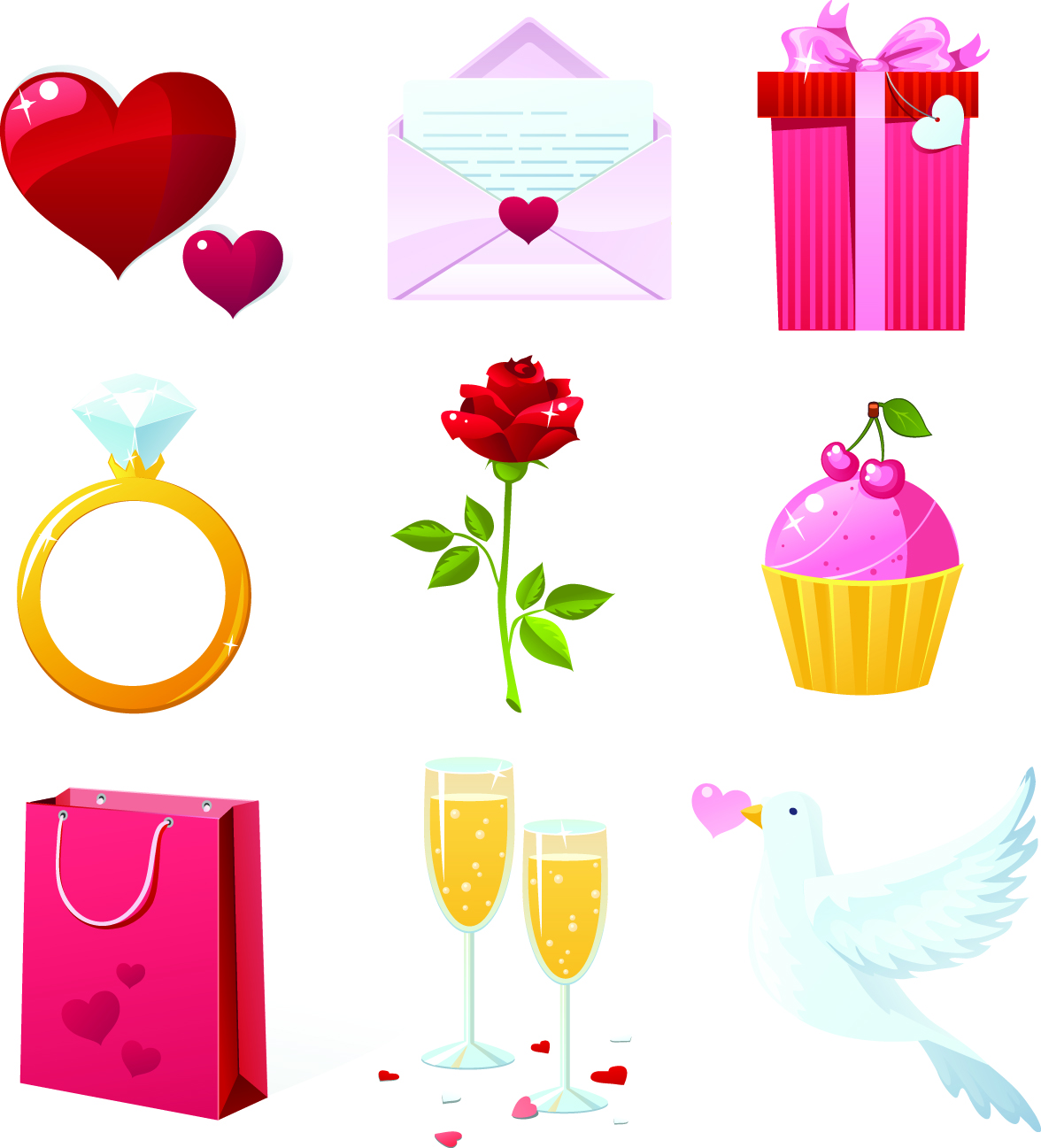 valentine day elements vector