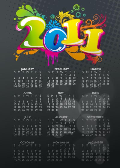 2011 color calendar template vector