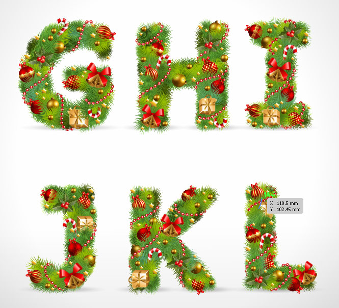 christmas ornaments composed of letters 02 vector