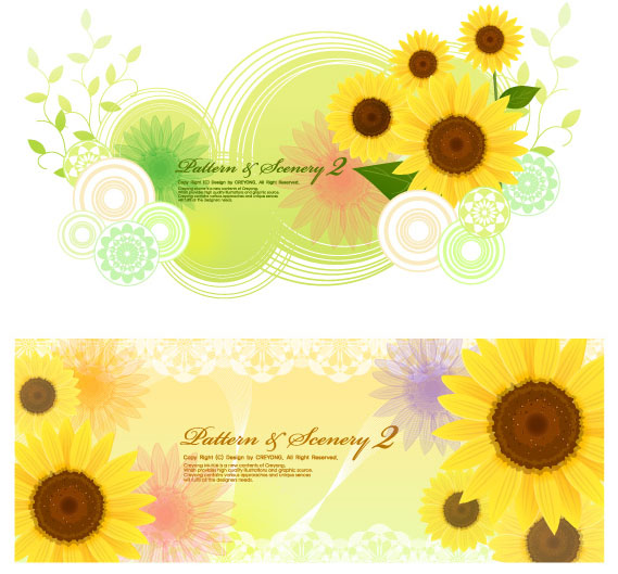 sunflower and vector fantasy background