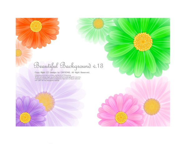 5 cute little daisy background vector