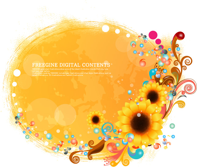 sunflower and colorful background pattern vector