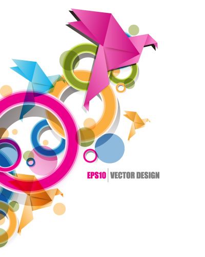 text of creative origami ribbon design background vector 2