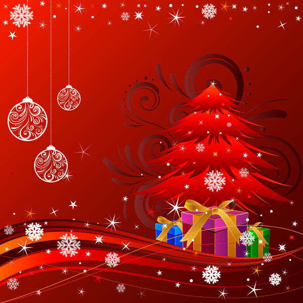 beautiful christmas ornaments and background vector