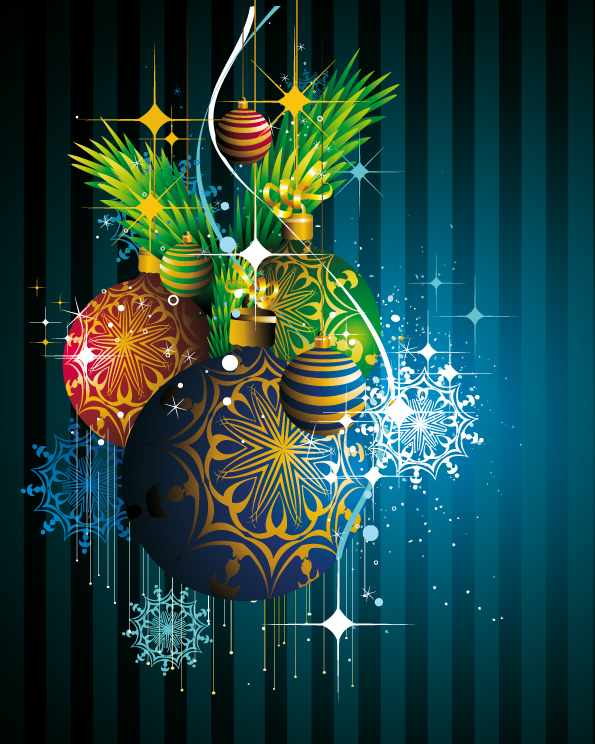 beautiful christmas ornaments background vector