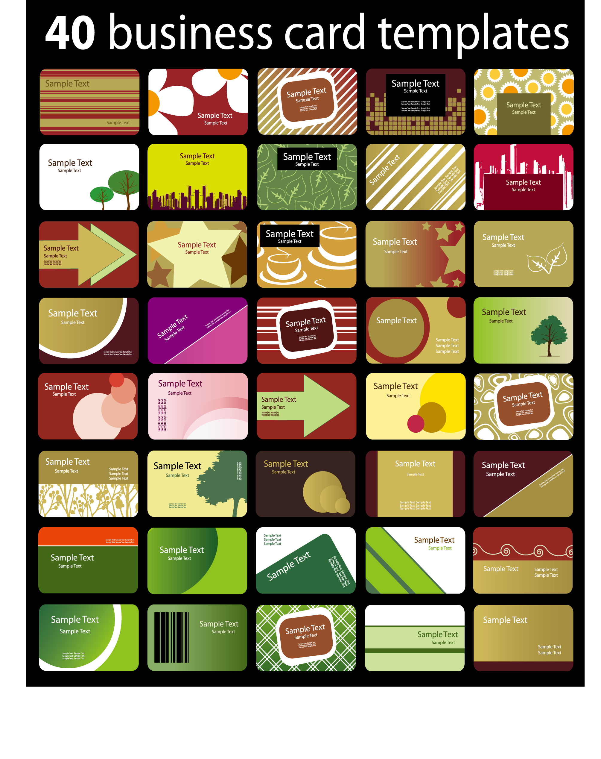 a variety of card background vector