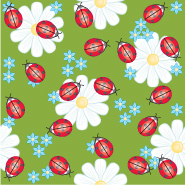 cute ladybug flowers vector background