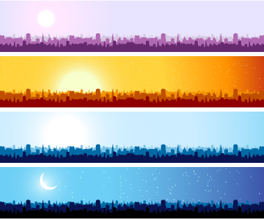 city silhouette banner vector background