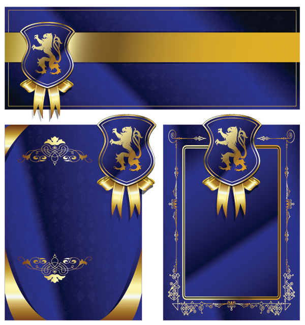 royal shield ribbon card vector