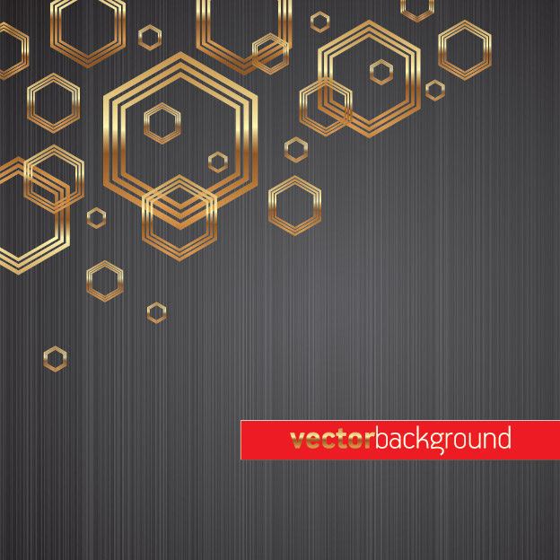 golden hexagon background vector