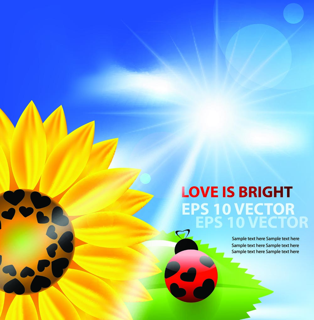 cartoon sunflower background 01 vector