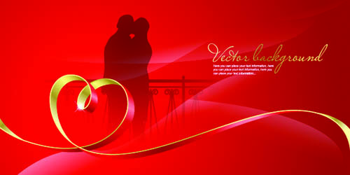 romantic heartshaped ribbon background vector