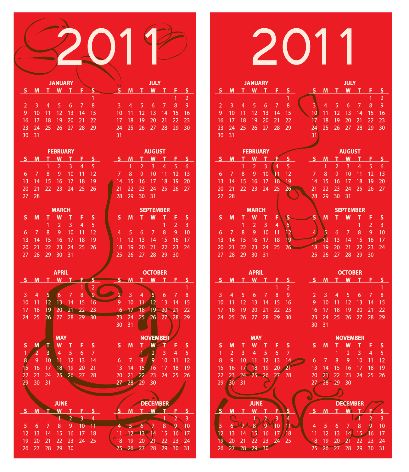 2011 vector calendar