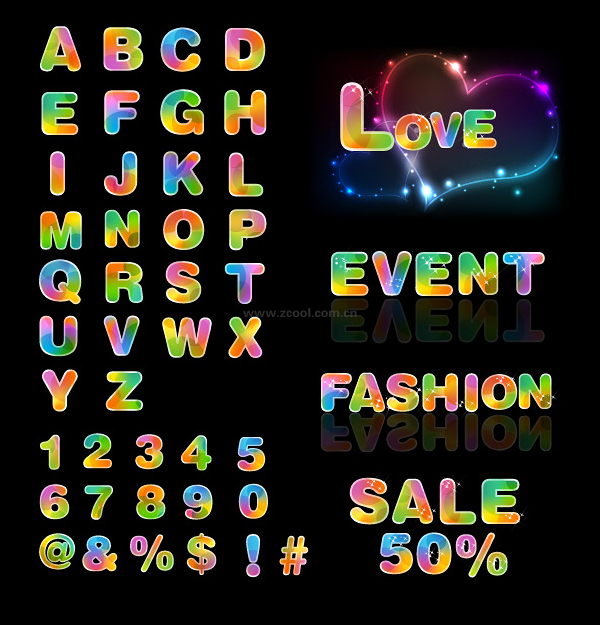 dream colorful letters and numbers vector