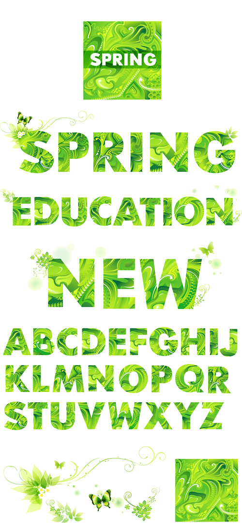 vector spring green letters